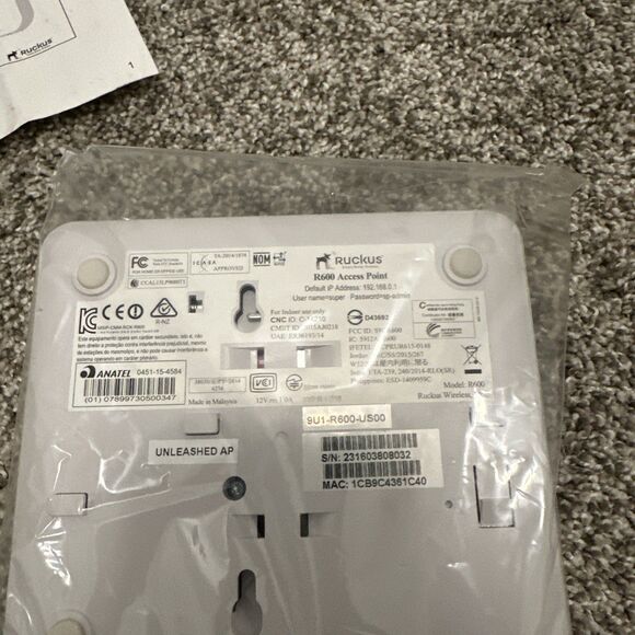 Ruckus 9U1-R600-US00 ZoneFlex R600 Series Dual-Band Wireless Access Point New - Picture 5 of 5